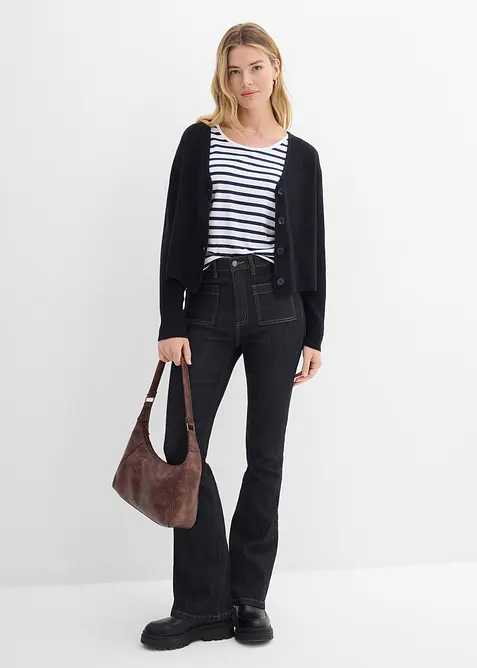 Kort cardigan i 100% &oslash;kologisk bomull, bonprix