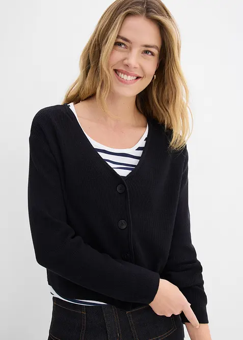 Kort cardigan i 100% &oslash;kologisk bomull, bonprix