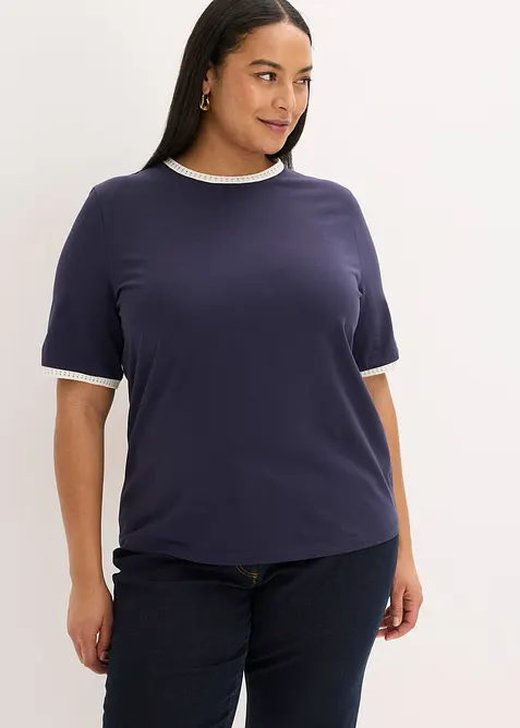 Topp med blondekant, bonprix