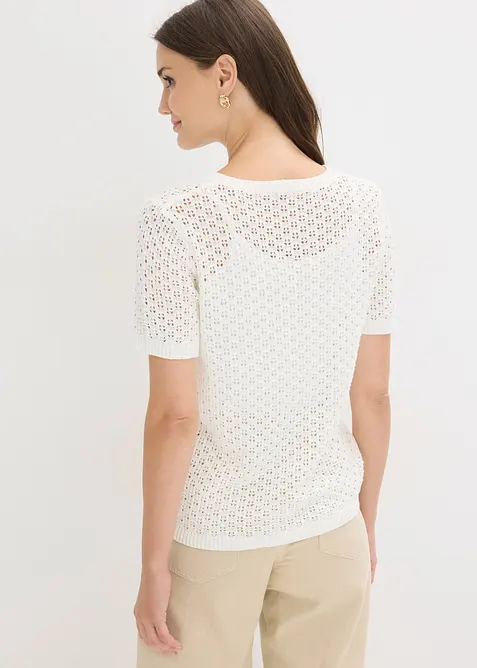 Genser med hullm&oslash;nster av bomullsmiks, bonprix