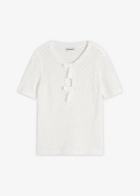 Genser med hullm&oslash;nster av bomullsmiks, bonprix