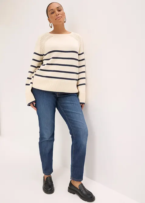 Genser med kontrastfargede striper, bonprix