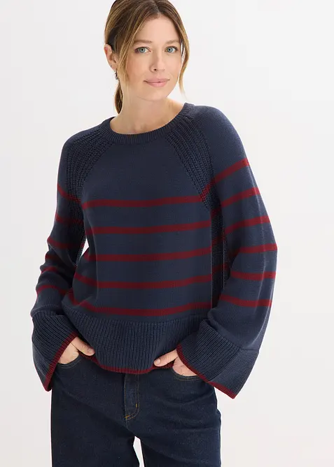 Genser med kontrastfargede striper, bonprix