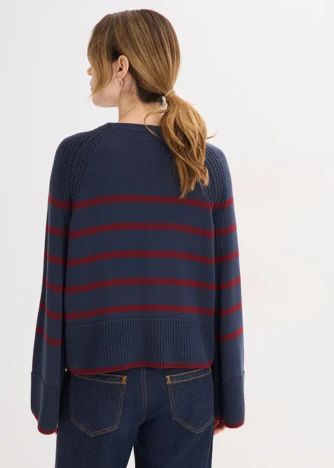 Genser med kontrastfargede striper, bonprix