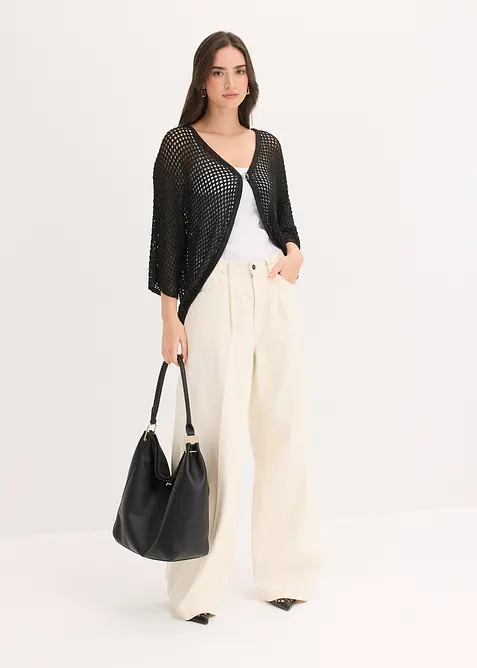 Strikkejakke med hullm&oslash;nster, bonprix