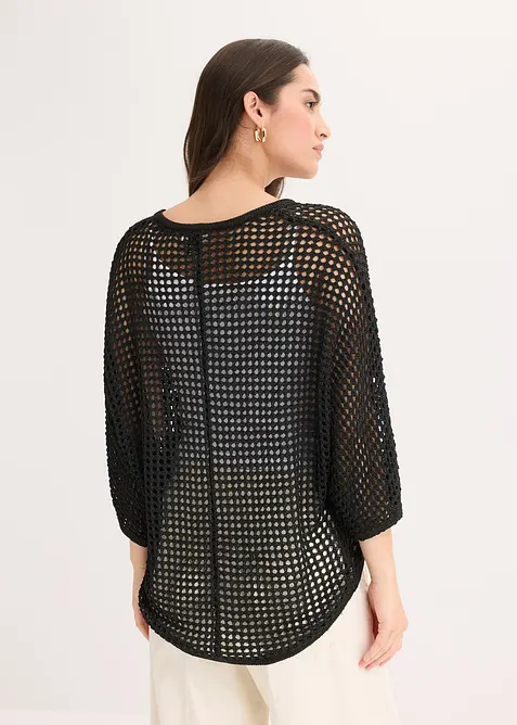 Strikkejakke med hullm&oslash;nster, bonprix