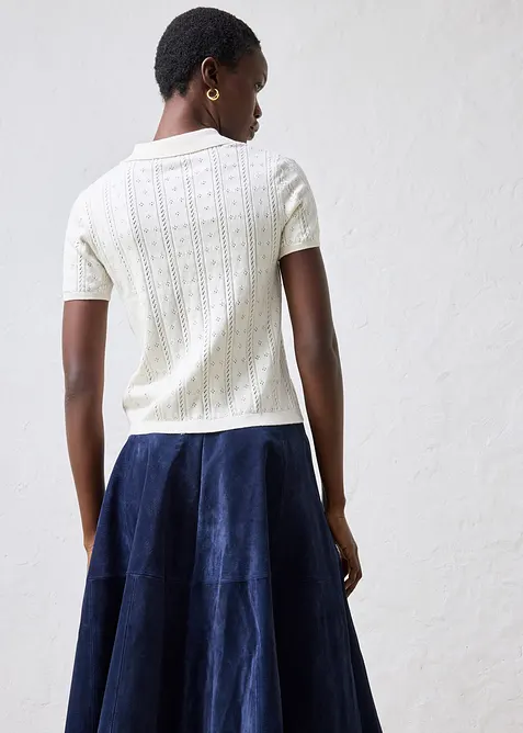 Genser med silke og hullm&oslash;nster, bonprix