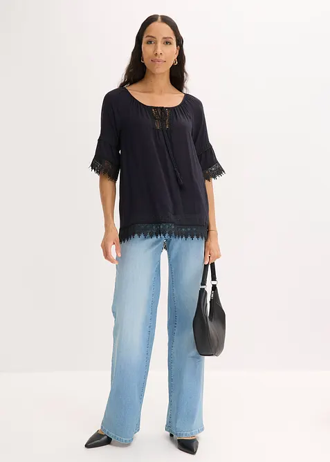 Tunika i myk viskose med blonder, bonprix