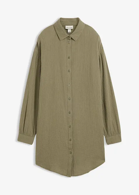 Lang, oversized musselinbluse, bonprix