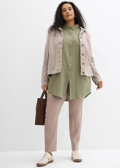 Lang, oversized musselinbluse, bonprix