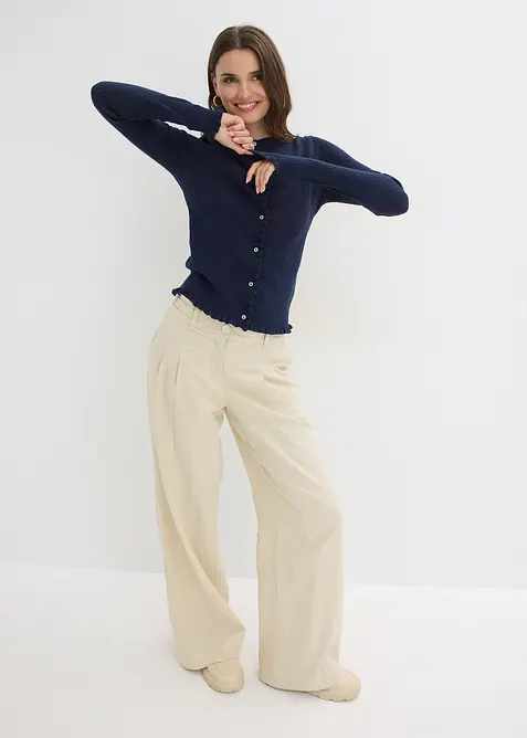 Cardigan i bomullsmiks med hullm&oslash;nster, bonprix