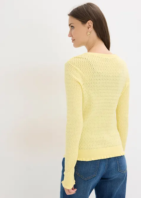 Cardigan i bomullsmiks med hullm&oslash;nster, bonprix