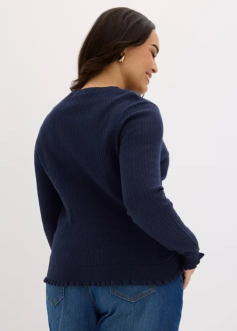 Cardigan i bomullsmiks med hullm&oslash;nster, bonprix