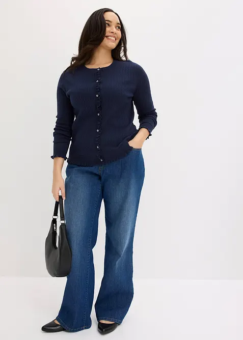 Cardigan i bomullsmiks med hullm&oslash;nster, bonprix