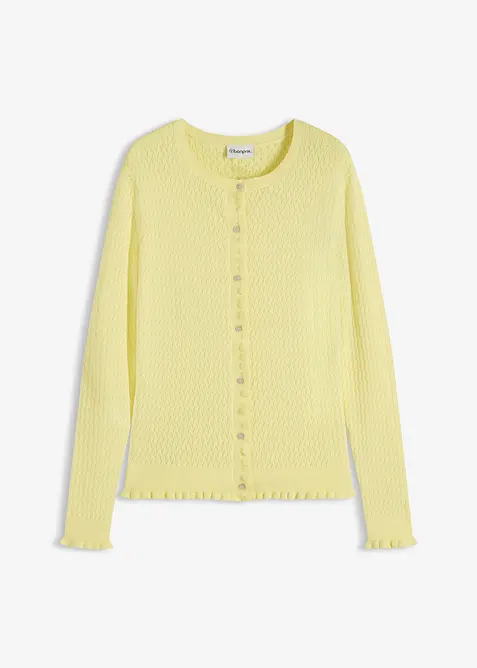 Cardigan i bomullsmiks med hullm&oslash;nster, bonprix