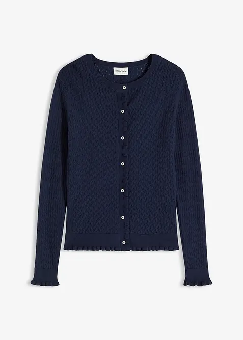 Cardigan i bomullsmiks med hullm&oslash;nster, bonprix