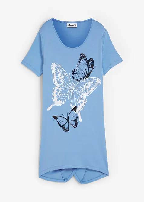 Lang topp med snipper i falden og sommerfugler, bonprix