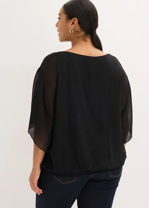 Chiffonbluse med f&ocirc;r, bonprix
