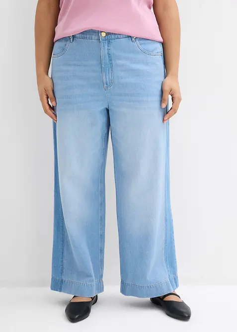 Wide Leg-jeans High Waist, bomull, bonprix
