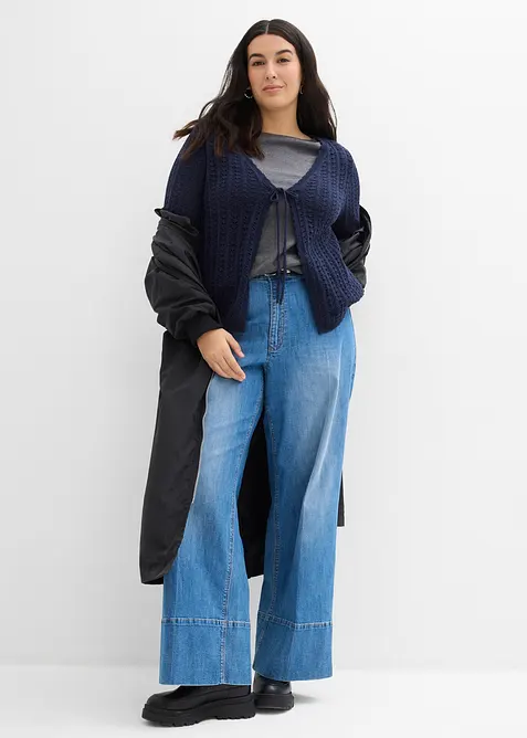 Cardigan med hullm&oslash;nster, bonprix