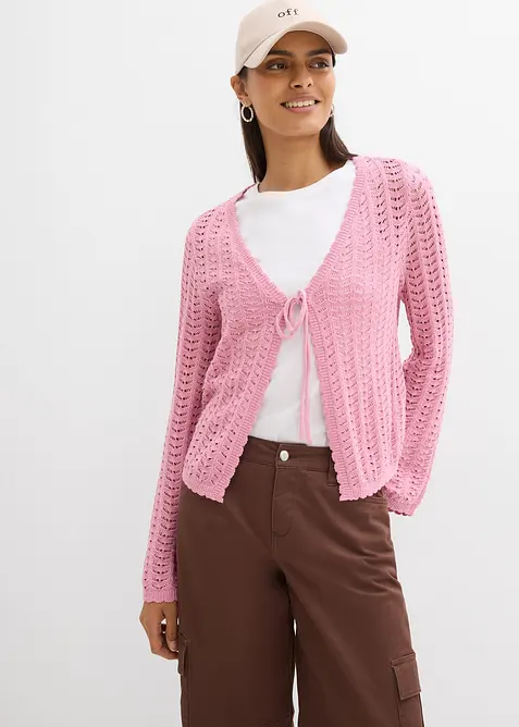 Cardigan med hullm&oslash;nster, bonprix