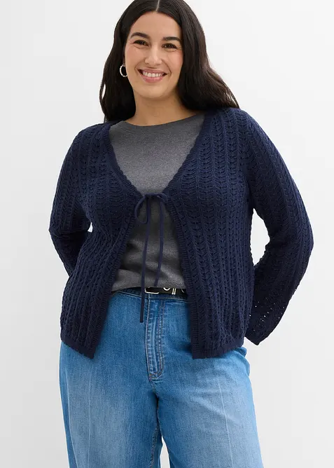 Cardigan med hullm&oslash;nster, bonprix
