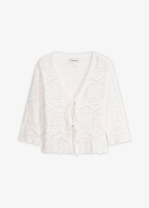Cardigan med hullm&oslash;nster og knyting, bonprix