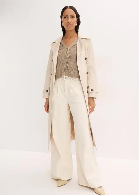 Cardigan med hullm&oslash;nster og knyting, bonprix
