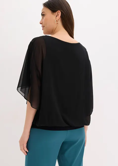 Chiffonbluse med f&ocirc;r, bonprix