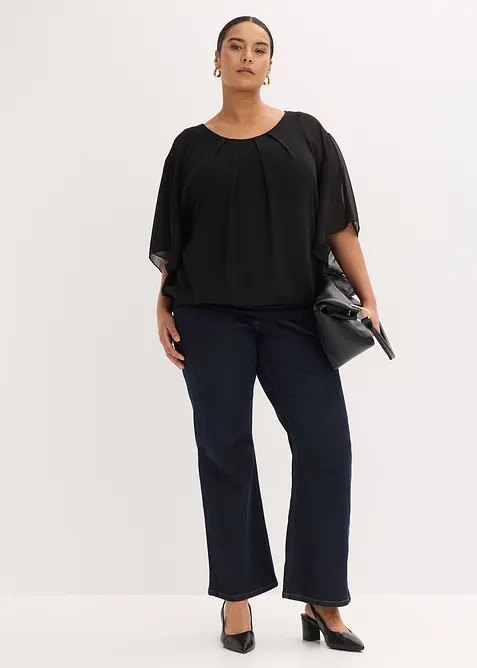 Chiffonbluse med f&ocirc;r, bonprix