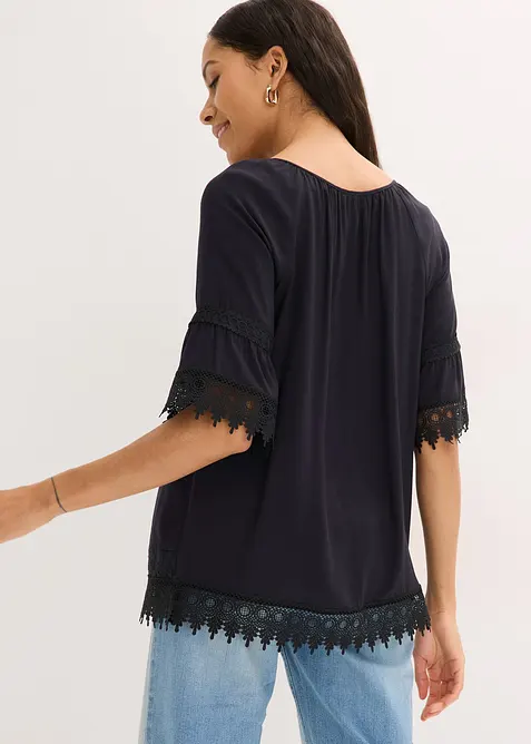 Tunika i myk viskose med blonder, bonprix