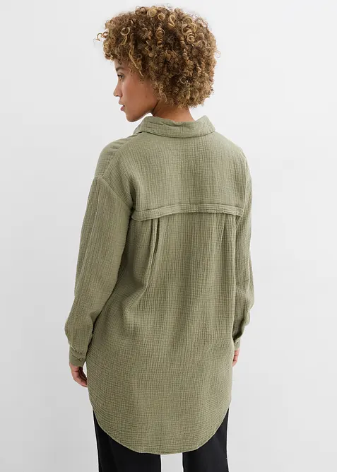 Lang, oversized musselinbluse, bonprix