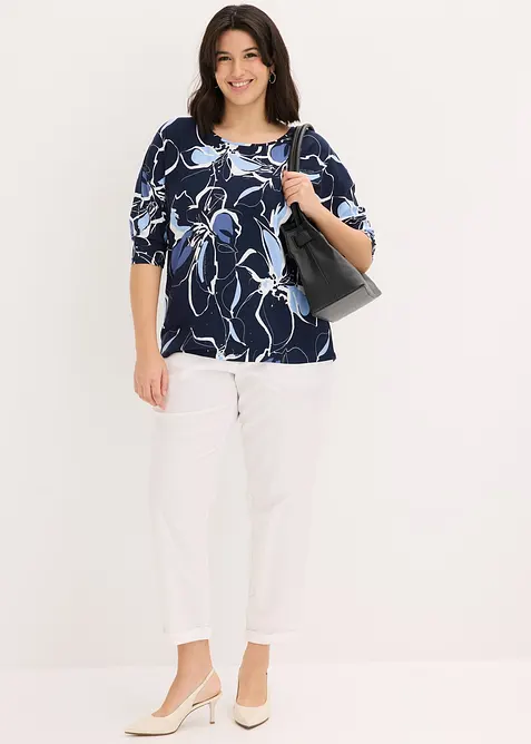 Topp med flaggermusermer og blomsterm&oslash;nster, bonprix