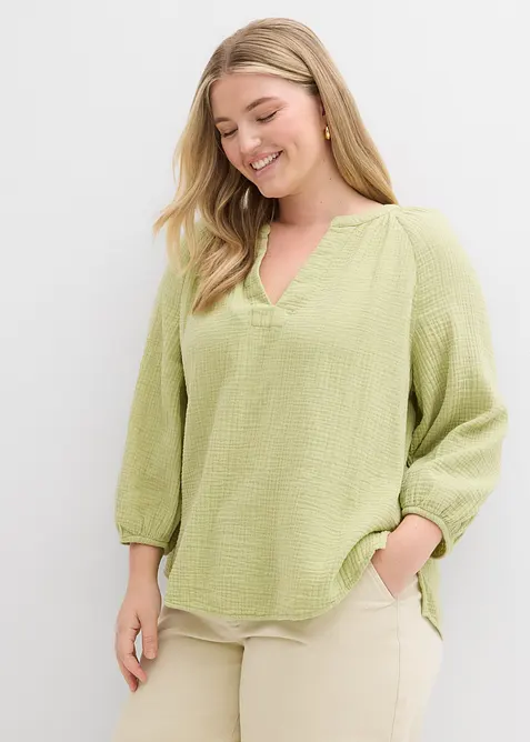 Oversized bluse i musselin, bonprix