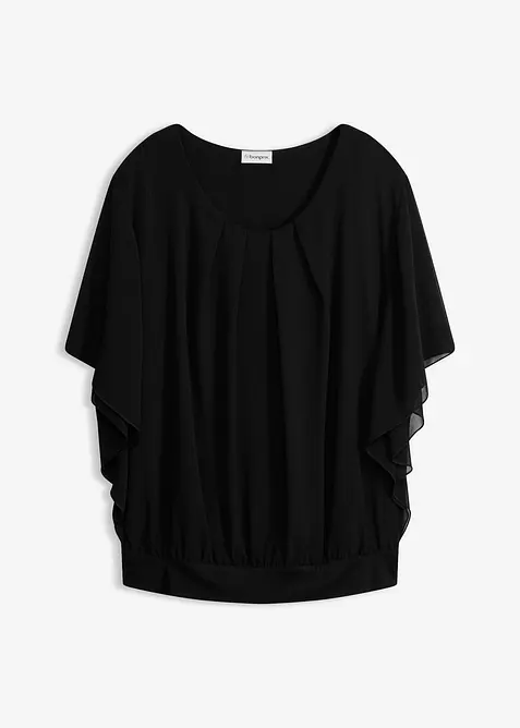 Chiffonbluse med f&ocirc;r, bonprix