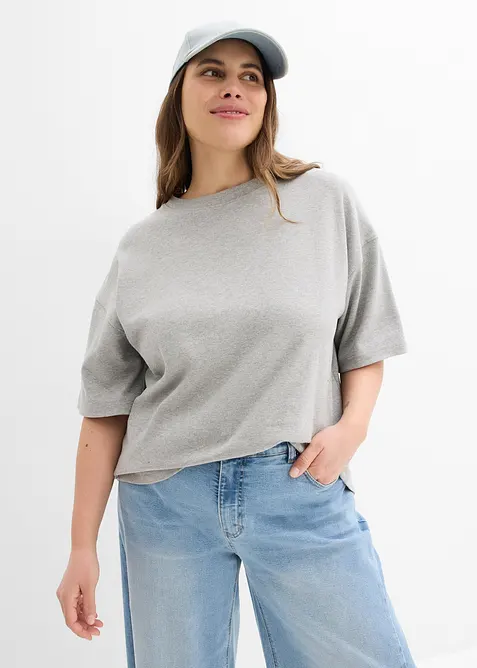 Oversized topp i formstabil, 100% &oslash;kologisk bomull, bonprix