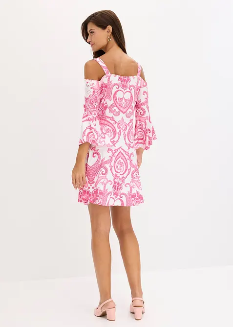 Off shoulder-kjole i utskr&aring;dd modell, bonprix