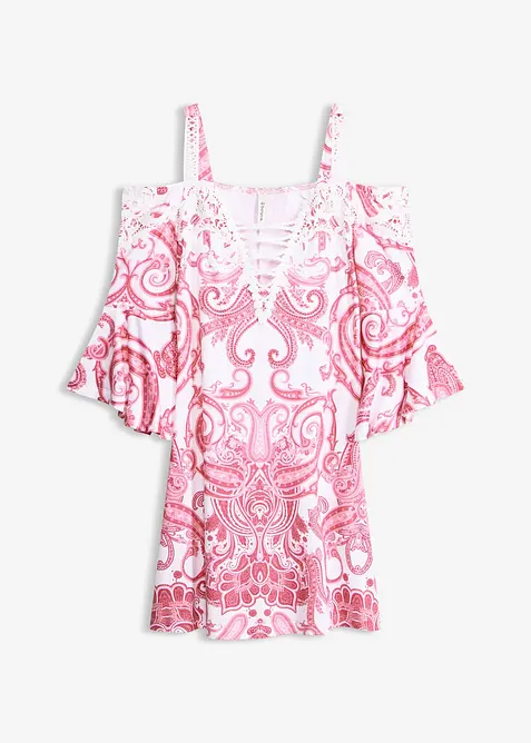 Off shoulder-kjole i utskr&aring;dd modell, bonprix