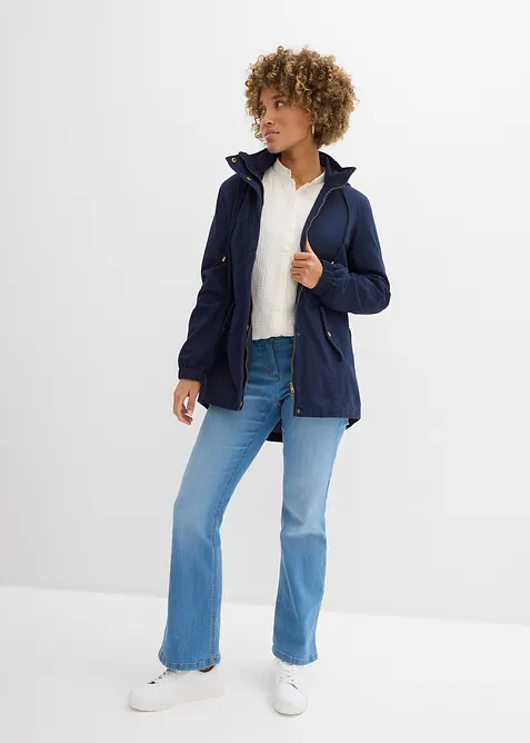 Overgangsparkas i bomull med hette med print, bonprix