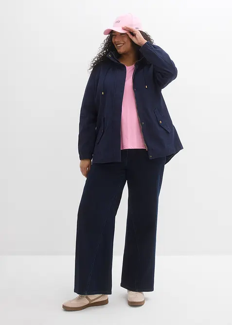 Overgangsparkas i bomull med hette med print, bonprix