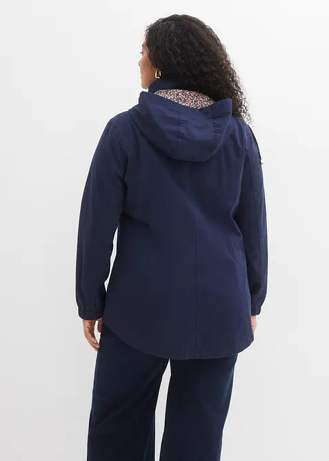 Overgangsparkas i bomull med hette med print, bonprix