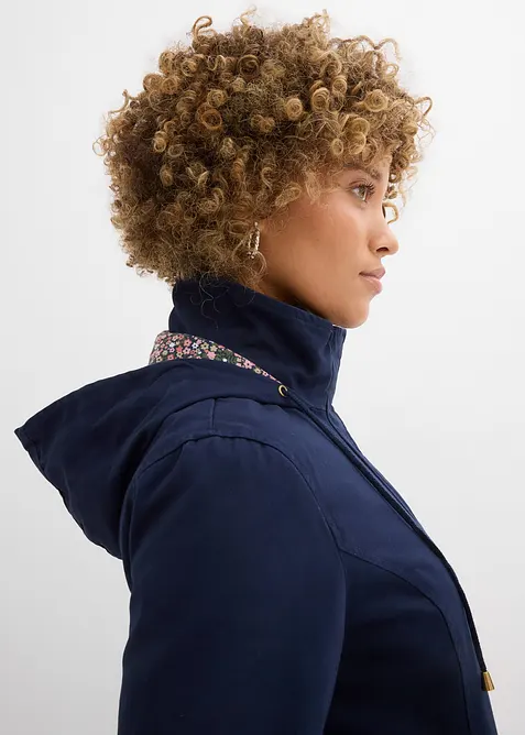 Overgangsparkas i bomull med hette med print, bonprix