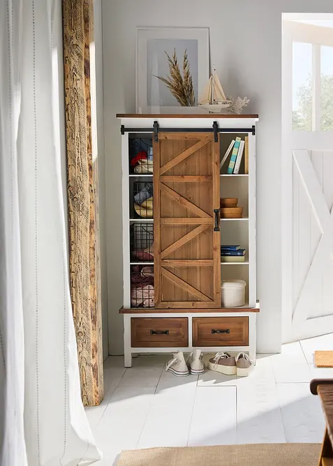 Gardin med vevd stripem&oslash;nster (1-pack), bonprix