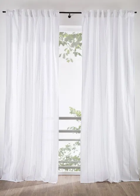 Gardin med vevd stripem&oslash;nster (1-pack), bonprix