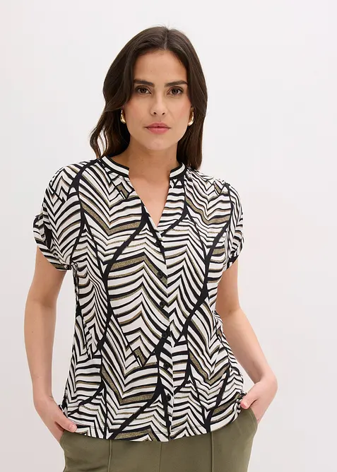 M&oslash;nstret bluse i trikot, bonprix