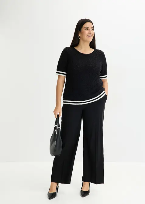 Genser med hullm&oslash;nster og fj&aelig;rgarn, bonprix