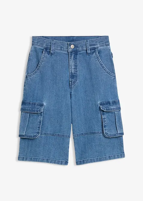 Cargo bermudashorts i denim med regulerbar linning, Loose Fit, bonprix