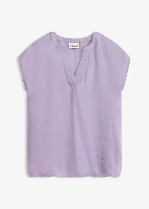 Kortermet satengtunika i ledig modell med lave skulders&oslash;mmer, bonprix