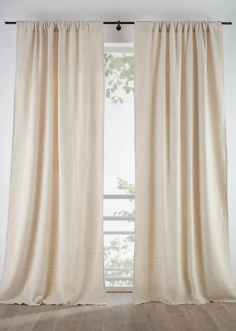 Gardin i strukturmateriale i &oslash;kologisk bomull (1-pack), bonprix