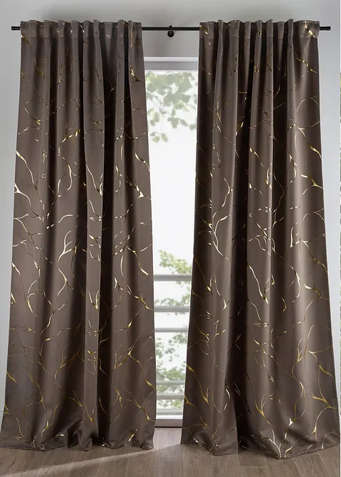 M&oslash;rkleggingsgardin med glanstrykk (1-pack), bonprix